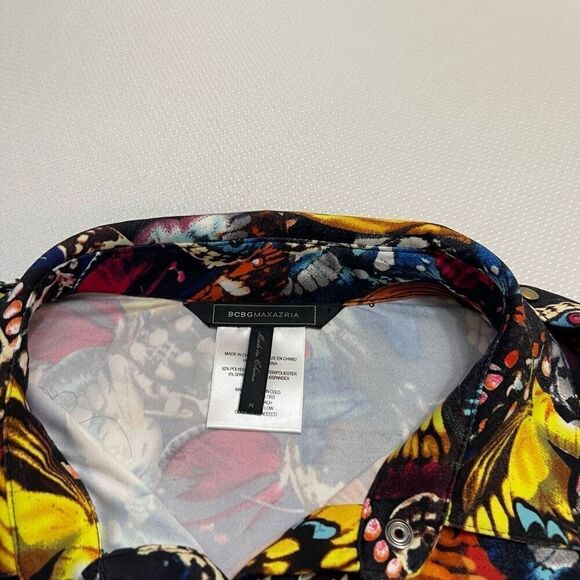 BCBG Maxazria Butterfly Button Up Shirt Size Medium - Picture 5 of 11